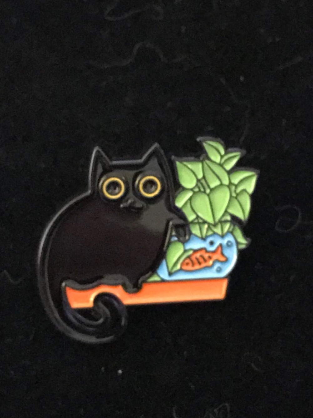 NWOT black cat going after goldfish pin (pins: 1/$12, 2/$20)